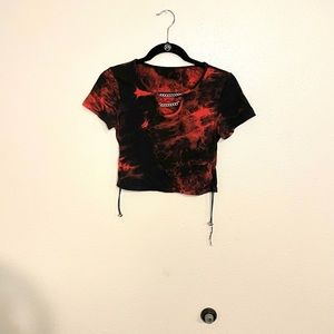 Red and Black cropped synch Tee